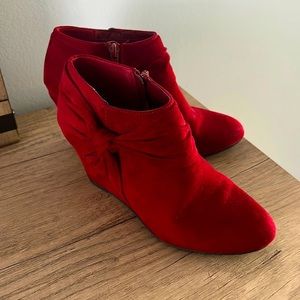 Red booties CL by Laundry